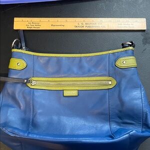 Coach Daisy Blue and Olive Shoulder Bag (missing green key tag and long strap)
